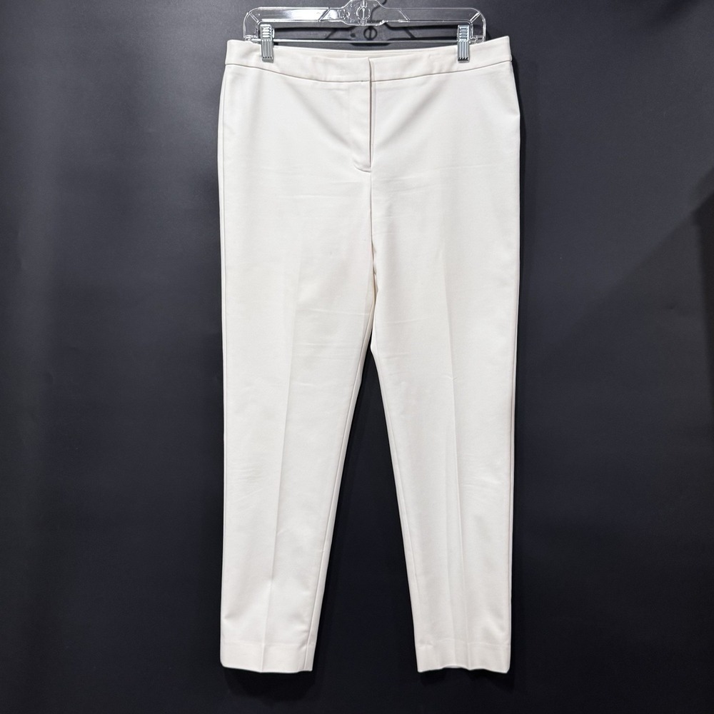 Kasper Dress Pants Women 10 White Flat Front Tapered Leg Stretch Cotton Blend